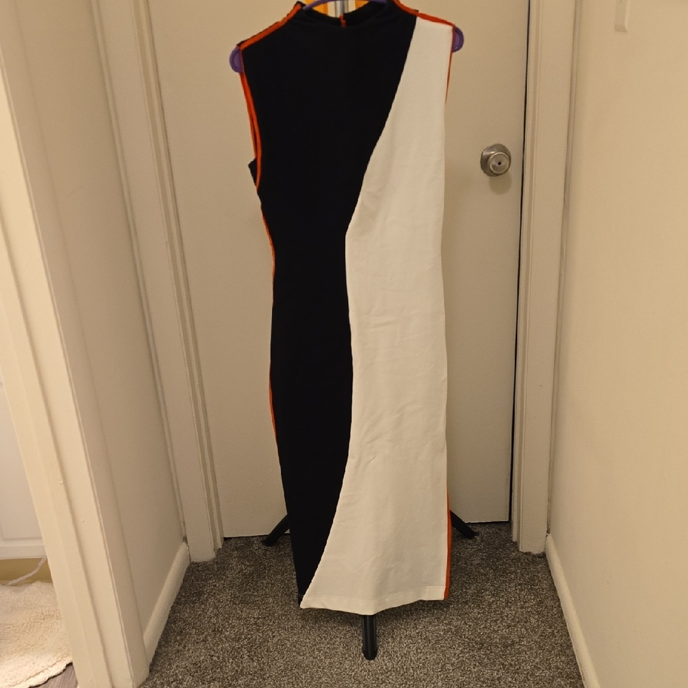 NWOT Anthropologie Mauve Black and White Colorblock Midi Dress